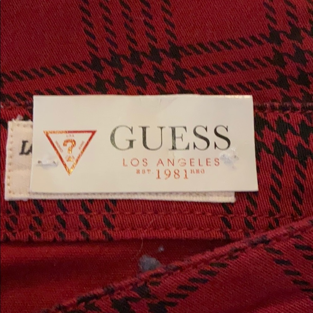 (34)Red Black Plaid Low Rise Super Skinny Jeans - Picture 4 of 12